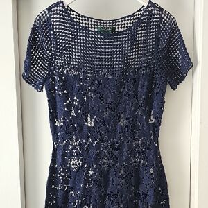 Elegant Lauren Ralph Lauren Navy Lace Dress
